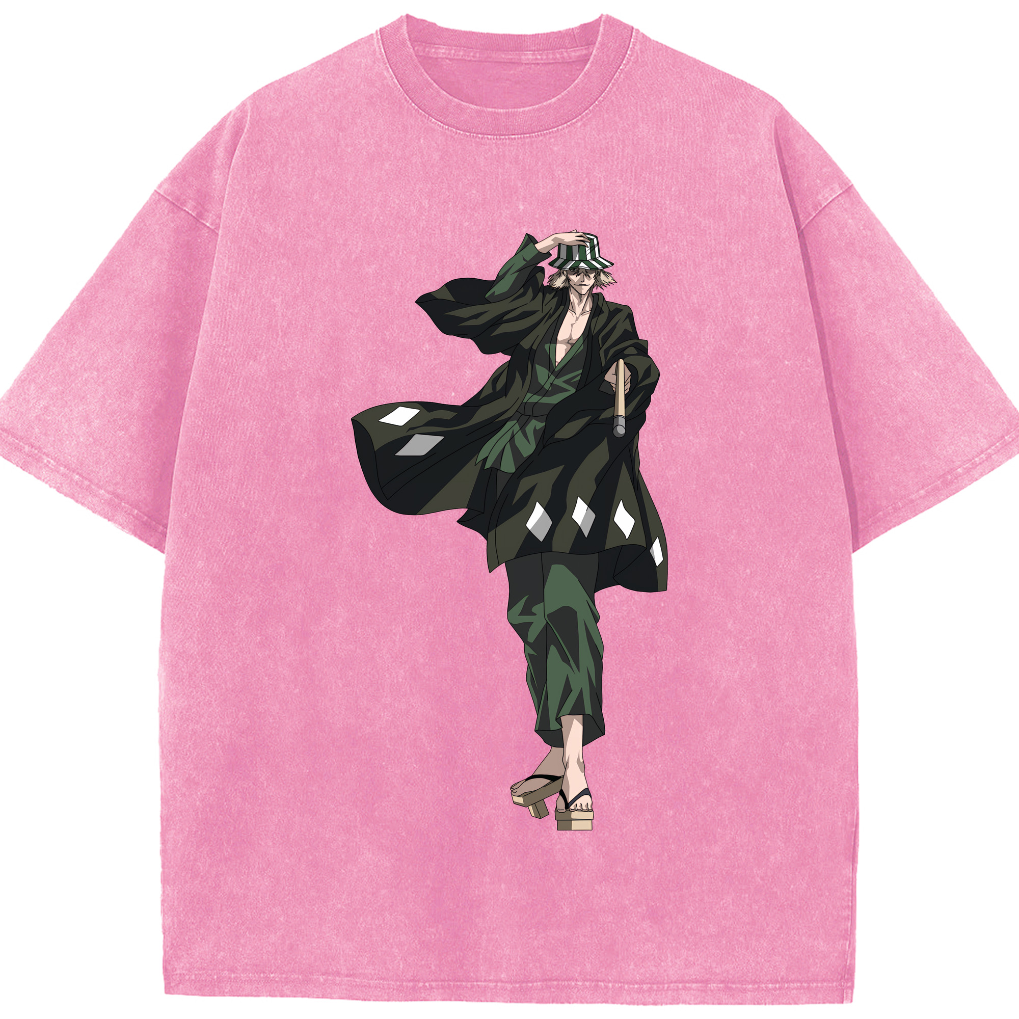 （画像用） "ブリーチ 浦原 喜助（うらはら きすけ） BLEACH Urahara Kisuke " 綿100% ヴィンテージ風 半袖Tシャツ（フロントプリント）